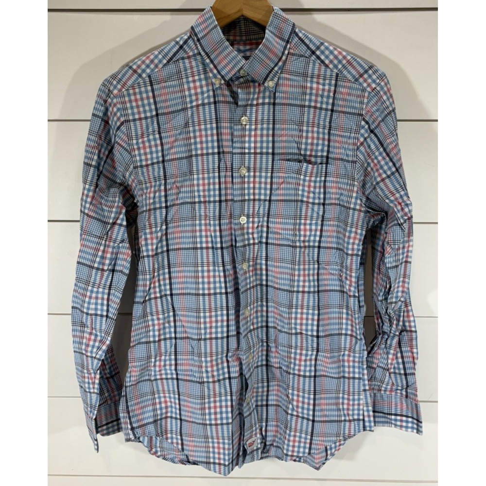 Vineyard Vines Murray Shirt Men's Sz Small Blue Pink Check Slim Fit Button Down